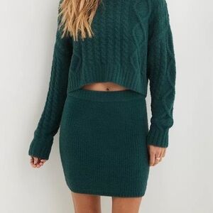 Aerie Buttercream knit sweater mini skirt: dark teal